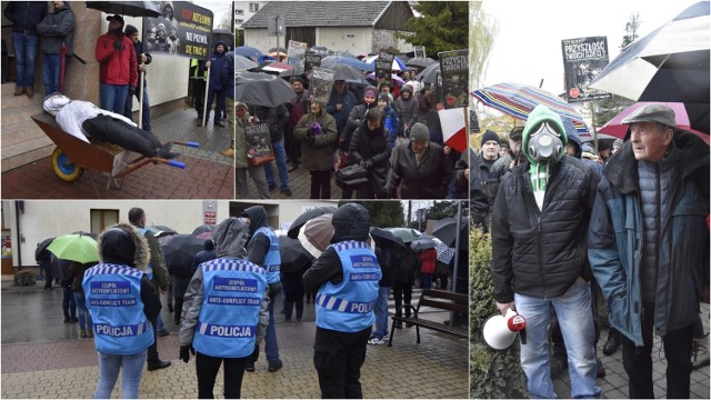 W proteście przed Urzędem Gminy Olesno wzięło udział kilkaset osób. Momentami było gorąco