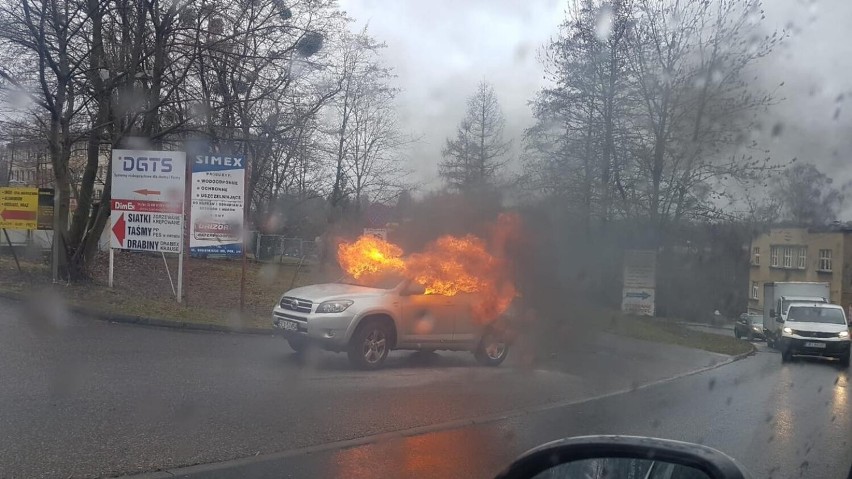 Pożar samochodu w Bielsku-Białej