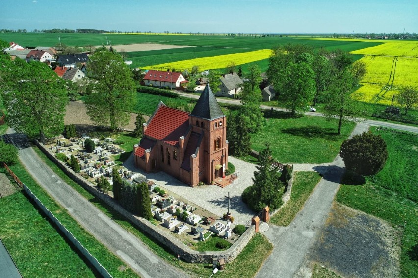 Wieś Łagowiec z lotu ptaka