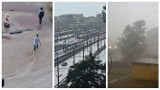 Skutki burzy z piorunami i ulewy w Gdyni. 15.08.2022. Ulice zamienione w rzeki, połamane drzewa. Kilkadziesiąt interwencji strażaków