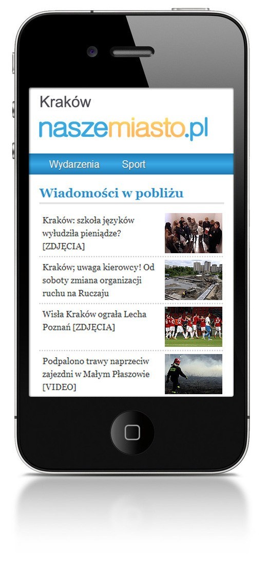 Mobilna wersja krakow.naszemiasto.pl na smartfony