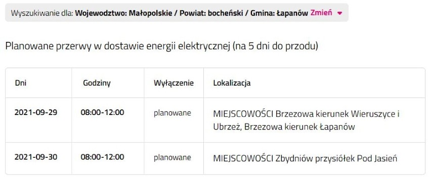 Wyłączenia prądu w powiecie bocheńskim i brzeskim,...