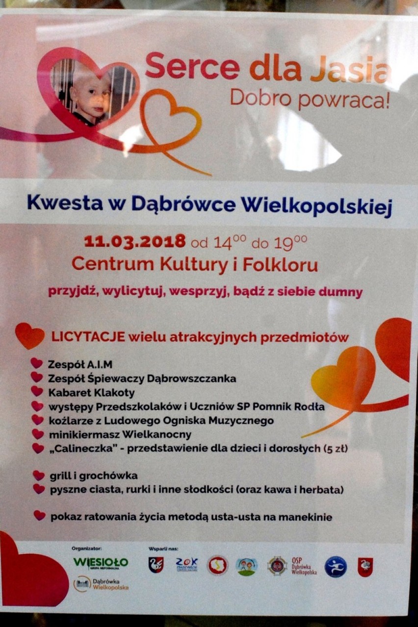 Dąbrówka Wielkopolska. Koncert charytatywny dla chorego  trzylatka - „Serce dla Jasia”