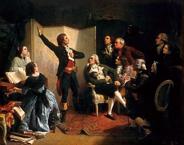 1792 &#8211; Claude Joseph Rouget de Lisle napisał słowa i muzykę Marsylianki/zdj. Claude Joseph Rouget de Lisle wykonuje "Marsyliankę".