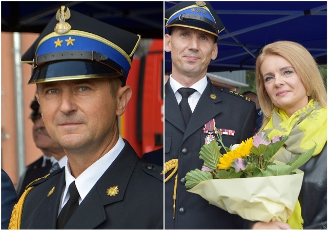 Zmiana na stanowisku komendanta PSP w Polkowicach. Sylwestra Jatczaka (na zdjęciu z żoną) zastąpił Piotr Woźniakiewicz