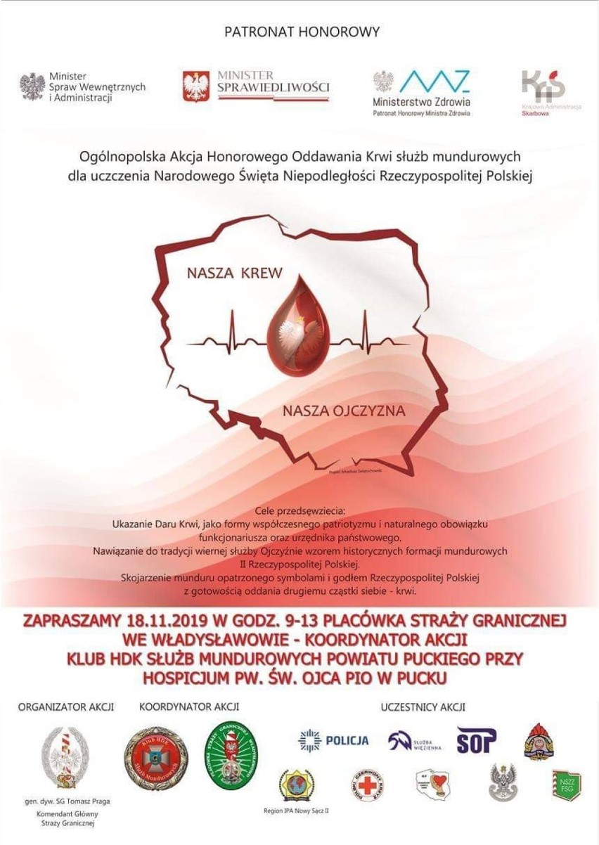 - W poniedziałek 18.11.2019 r. Akcja honorowego krwiodawstwa...