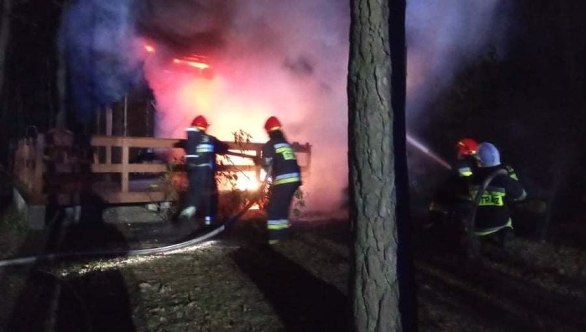 Żarki Letnisko: Pożar domu letniskowego na ulicy Podleśnej. Ogień gasili strażacy z OSP [ZDJĘCIA]