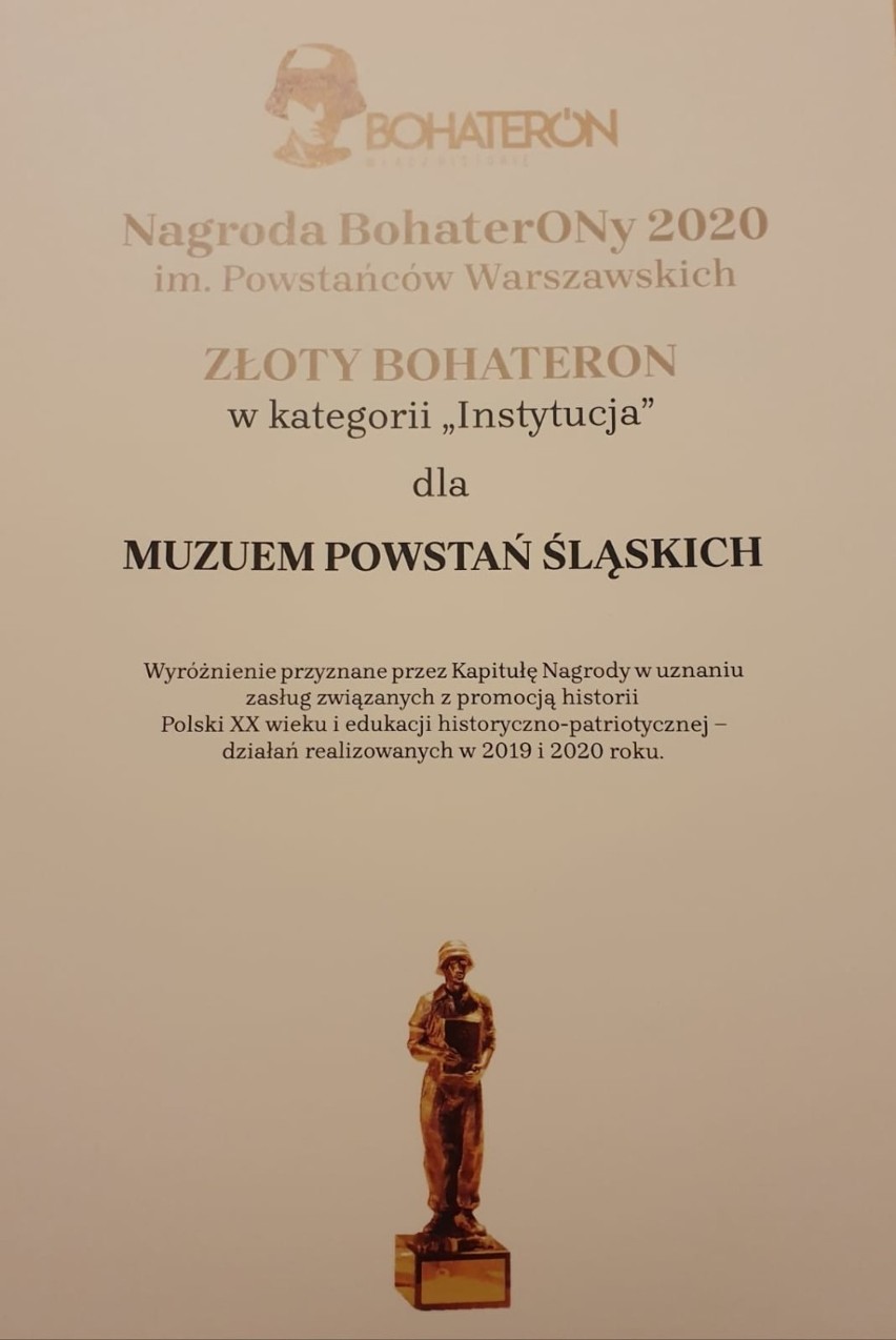 Złote BohaterONy dla Muzeum Powstań Śląskich w...