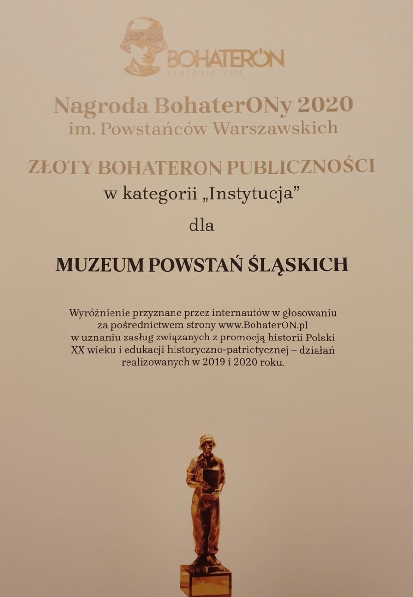 Złote BohaterONy dla Muzeum Powstań Śląskich w...