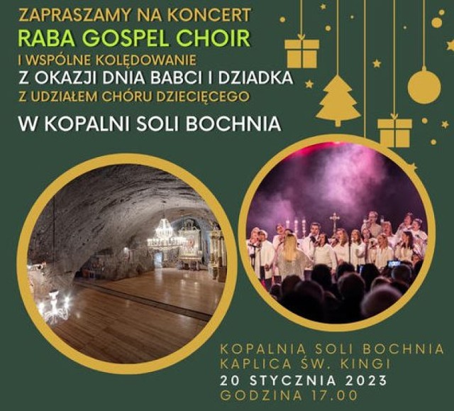 Koncert gospelowy z okazji Dnia Babci i Dziadka w Kopalni Soli Bochnia, 20.01.2022