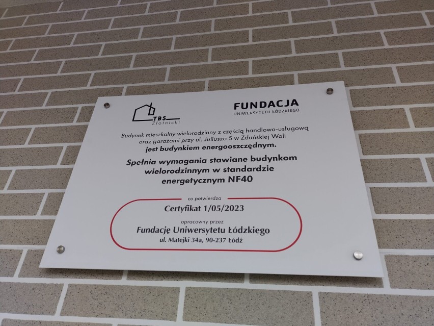 Certyfikat energooszczędności zyskał budynek przy ul....