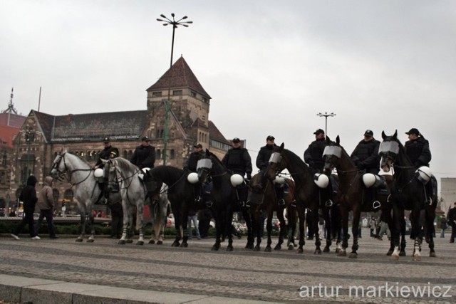 Marsz Równości był nadzorowany między innymi przez policję na koniach. Fot. Artur Markiewicz