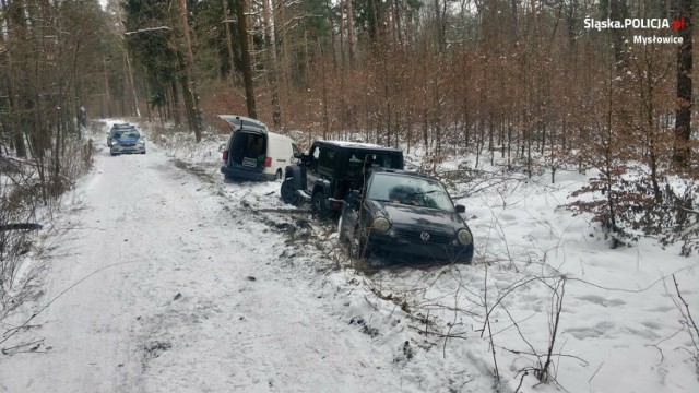 Akcja policjantów w Mysłowicach w lesie w okolicy ul. Obrzeżnej Zachodniej.