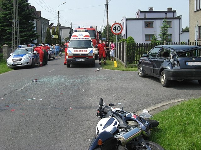 wypadek motocyklisty w Imielinie