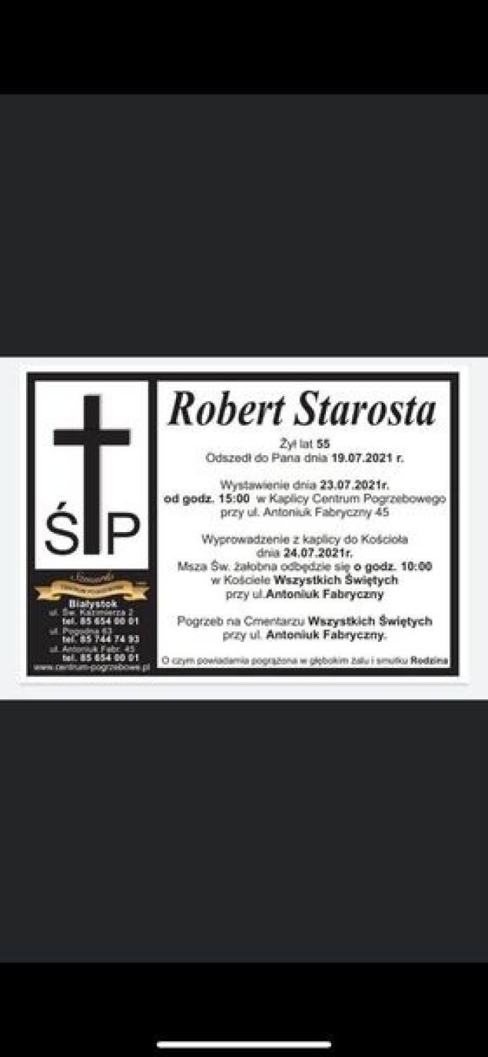 Robert Starosta zginął w tragicznym wypadku 19 lipca