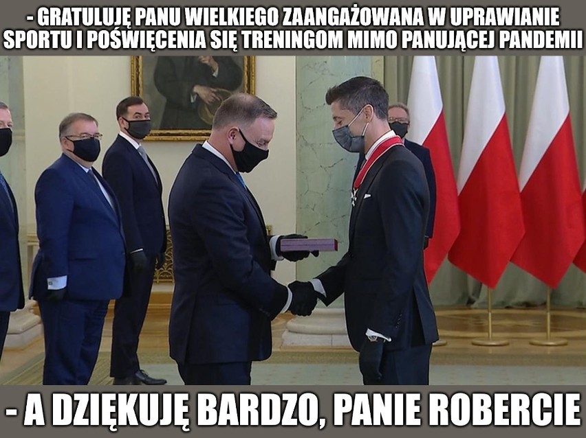 Robert Lewandowski odznaczony przez Andrzeja Dudę - MEMY