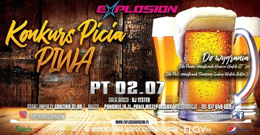 Expolosion w Radomiu zaprasza na koncert Extazy i konkurs picia piwa!