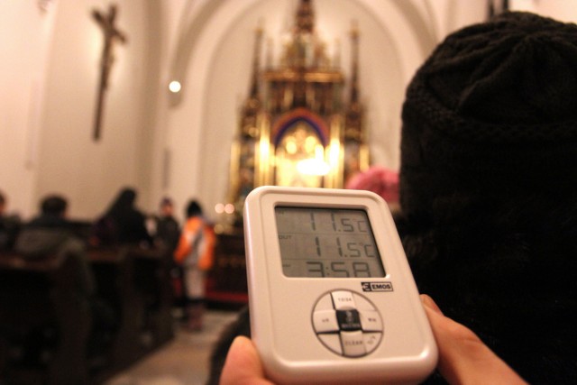 W kaplicy u św. Józefa było zdecydowanie najcieplej, bo aż 11,5 stopnia