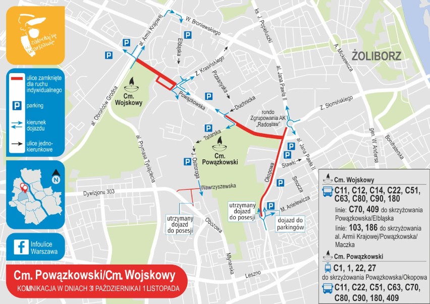Wszystkich Świętych 2021 Warszawa. Jak dojechać na stołeczne cmentarze? Sprawdź informator drogowy