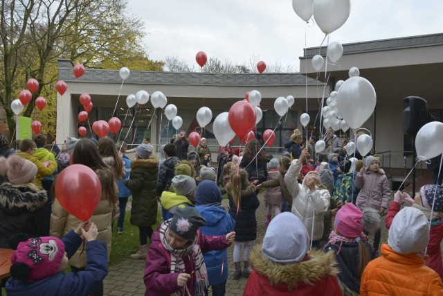 W piątek dzieci z PM 10 (2 grupy) i uczniowie NSP 7 (2 klasy) oraz członkowie Polskiego związku Głuchoniemych zebrali się w Miejskiej Bibliotece Publicznej w Słupsku. Napisali na pocztówkach życzenia dla Polski, przywiązywali je do balonów napełnionych helem i puszczali w niebo.