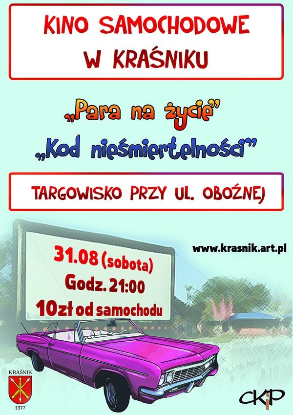 Kino samochodowe w Kraśniku już w sobotę, 31 sierpnia.