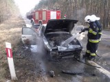 Pożar auta w Kobylnicy. Na krajowej "piątce" spłonęło porsche [ZDJĘCIA]