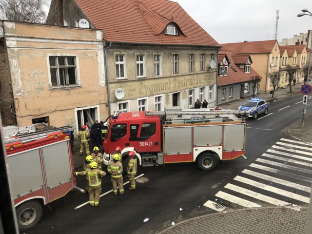 Pożar w budynku przy ulicy 17 Stycznia w Międzychodzie (30.01.2022).