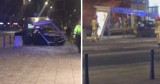 Nocny wypadek na Targówku w Warszawie. Rozpędzony samochód zmiótł wiatę przystankową. O krok od tragedii