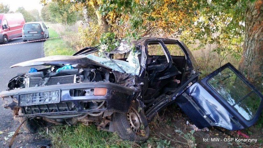 Tragiczny wypadek na drodze Żychce - Kiełpin, 28.09.2015r