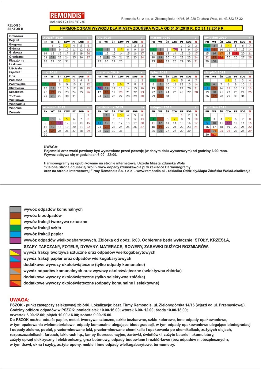 Terminy wywozu śmieci w Zduńskiej Woli na pierwsze półrocze 2019 [zobacz harmonogramy]