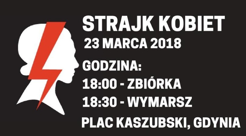 Czarny Piątek 23.03.2018 - Strajk Kobiet w Warszawie. W Gdyni odbędzie się manifestacja na Placu Kaszubskim 