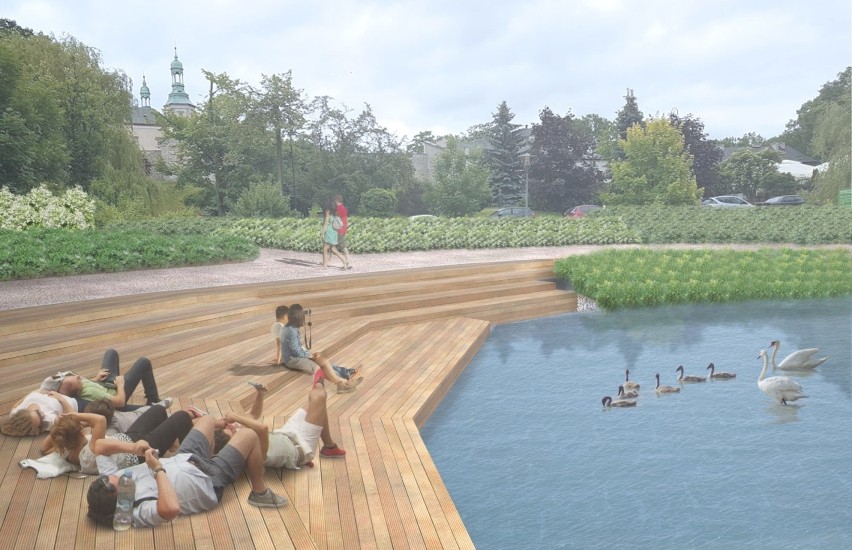 Park miejski w Kielcach będzie jak nowy. Rewitalizację zaczną od zieleni, zmieni się też wygląd stawu (WIZUALIZACJE)