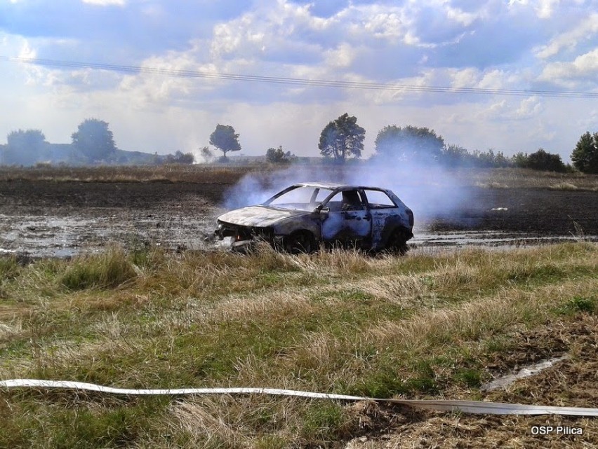 Pożar zboża i samochodu w okolicach Kidowa