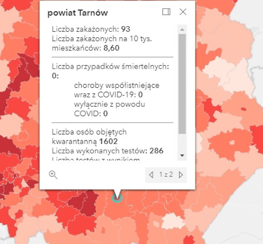 Aktualne dane dotyczące zakażeń w Tarnowie