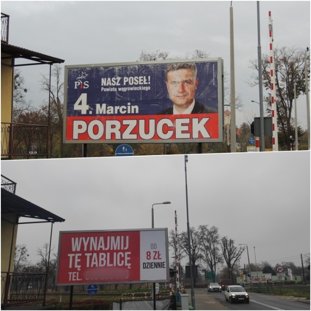 Zdjęcia wykonane 4 listopada i 2 grudnia. Billboard wyborczy zniknął.