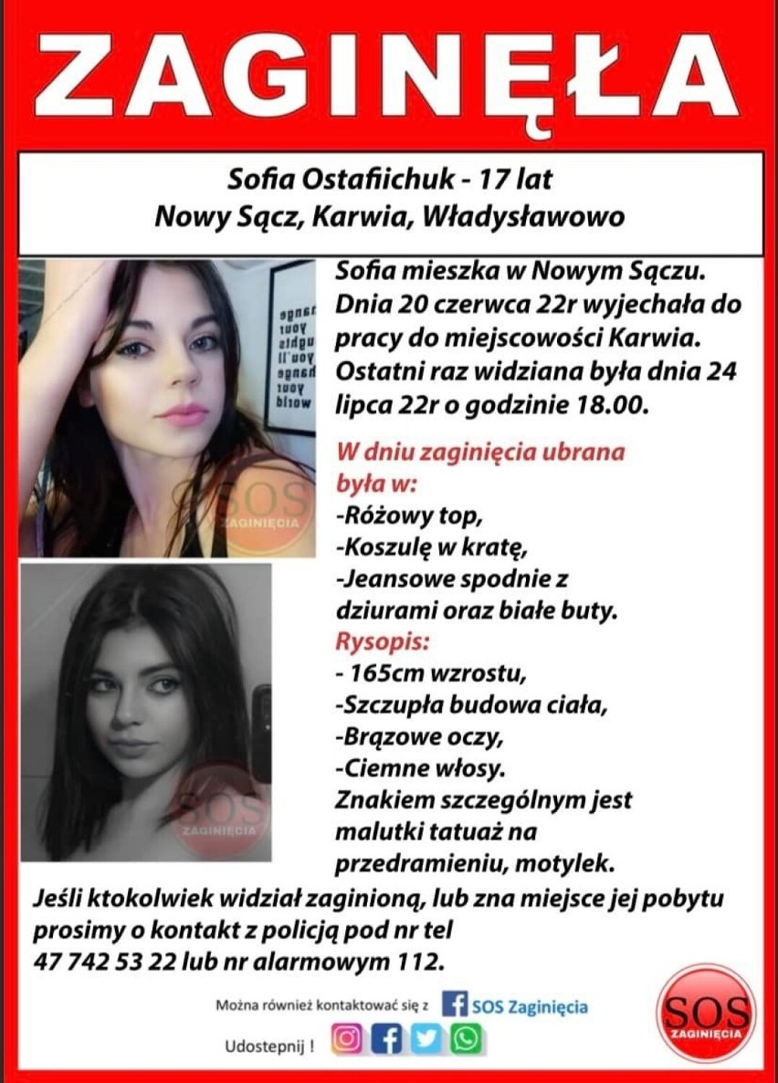 Zaginiona Sofia Ostafiichuk