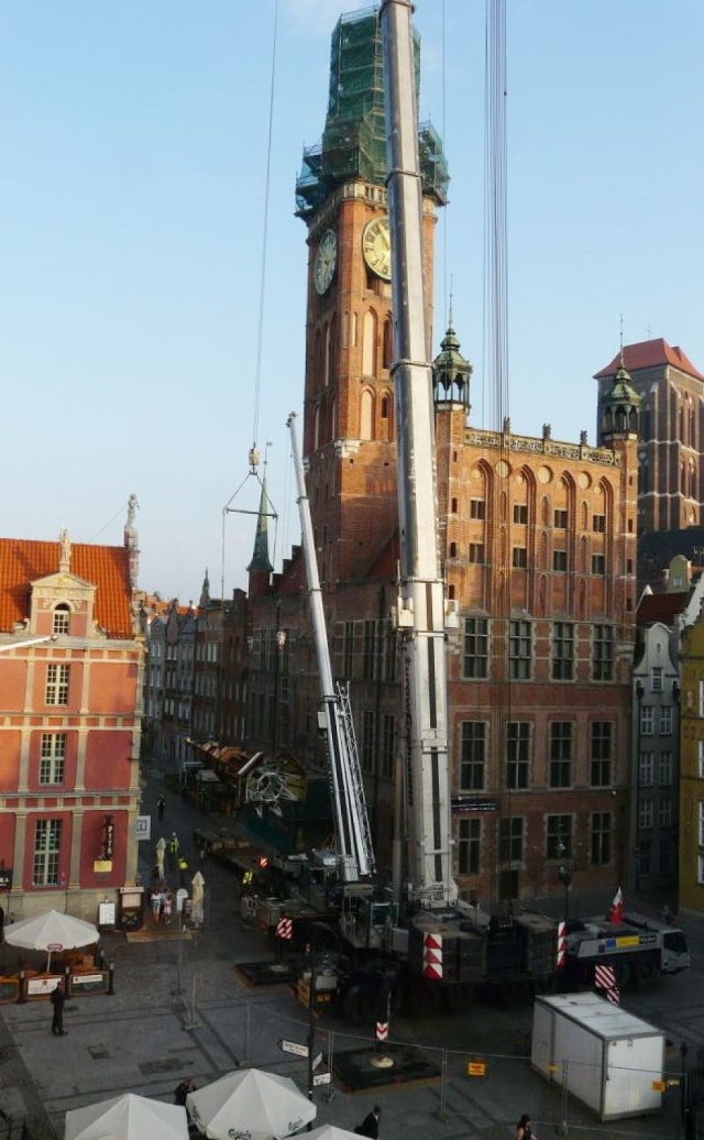 Wieża Ratusza Gł&oacute;wnego miasta Gdańska już czeka na swojego kr&oacute;la powracającego po czterech latach nieobecności. Fot. Tomasz Legutko