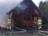 Międzychód. Pożar drewnianego domku na terenie Rodzinnych Ogródków Działkowych przy ulicy Chopina w Międzychodzie