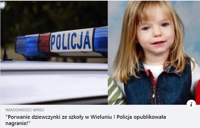 Kolejne fake newsy o porwaniu dziecka z Wielunia