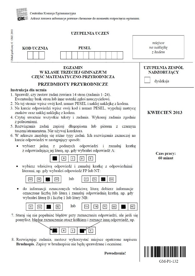 Egzamin gimnazjalny 2013. Test z matematyki i przyrody [ARKUSZE, PYTANIA,  ODPOWIEDZI] | Łódź Nasze Miasto