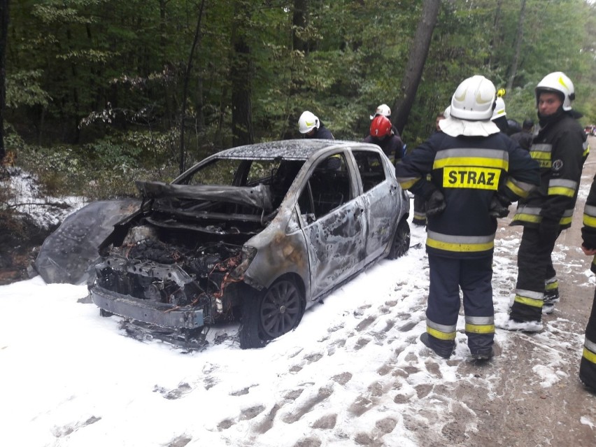 Pożar pięciu samochodów w Bieszkowicach [ZDJĘCIA]