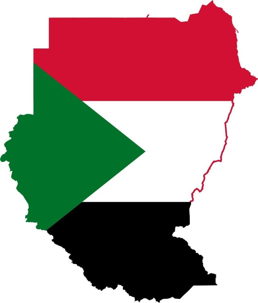 Flaga Sudanu wpisana w kontur kraju...
