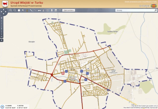 Miasto Turek: E - mapa dostępna dla wszystkich