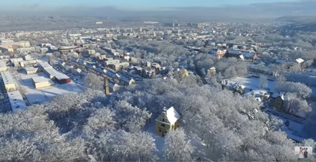 Wejherowo z lotu ptaka zimą