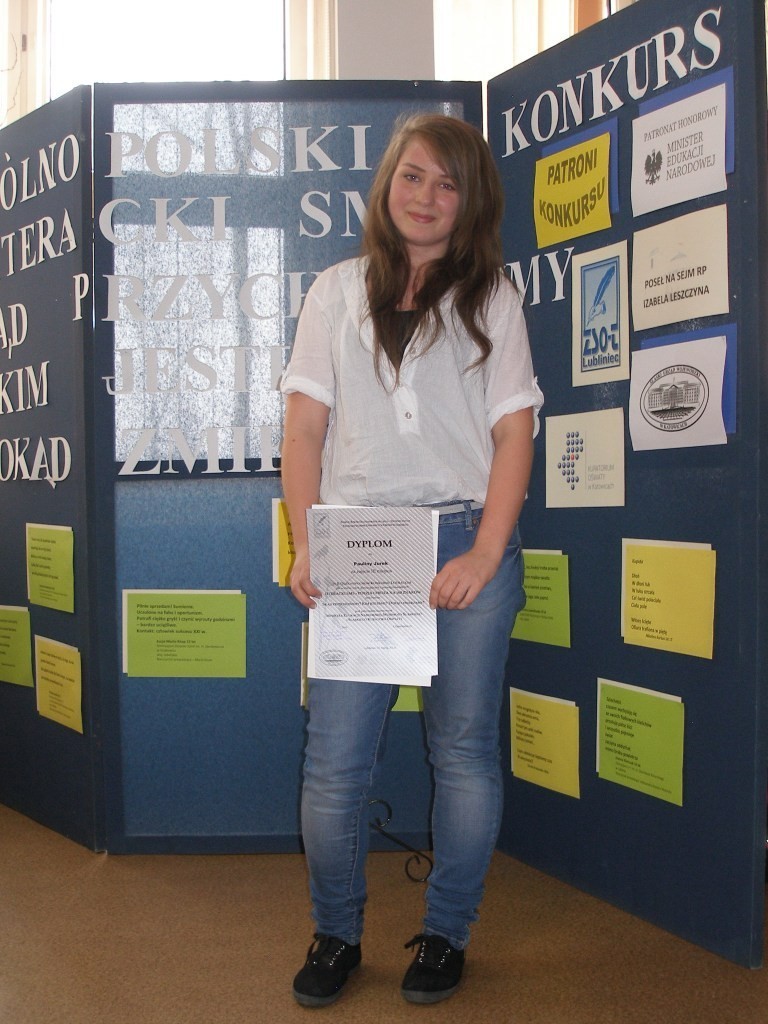 Paulina Jurek zdobyła III miejsce w ogólnopolskim konkursie &quot;Literacki SMS&quot;