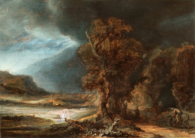 Krajobraz z miłosiernym Samarytaninem, Rembrandta van Rijn