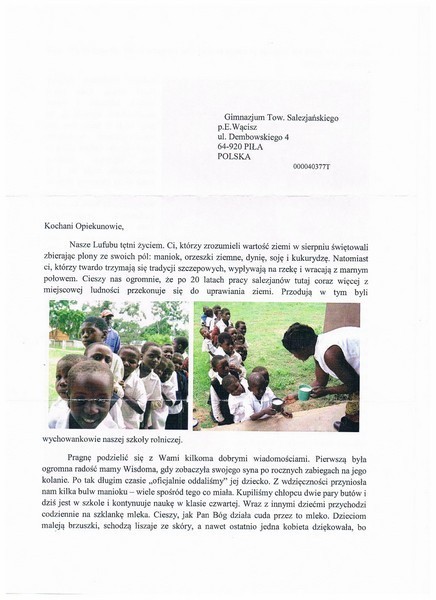 Piła. Uczniowie szkoły salezjańskiej zaadoptowali wioskę w Lufubu w Zambii