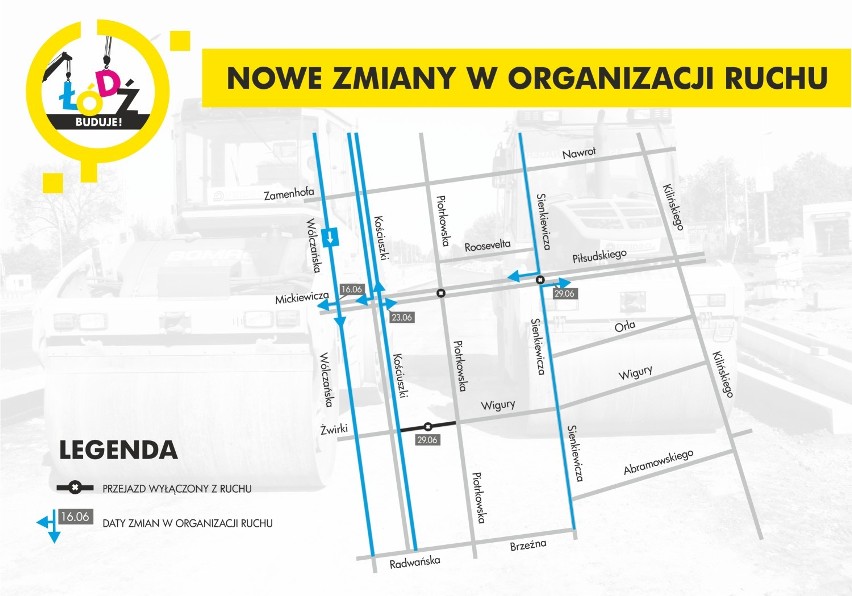 Zmiany organizacji ruchu na Trasie W-Z w Łodzi