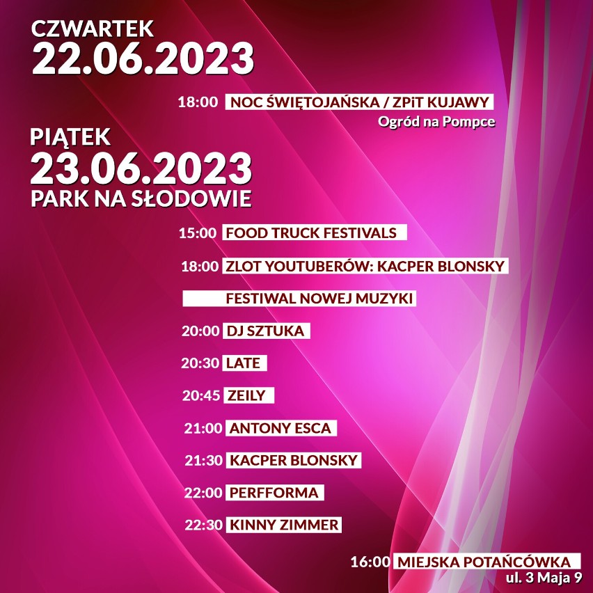 Program godzinowy Dni Włocławka 2023. Wykaz koncertów i imprez