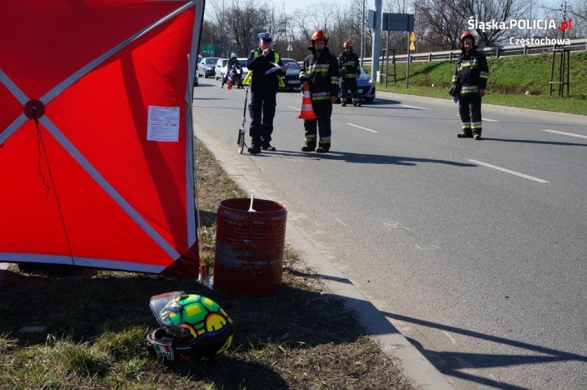Częstochowa: Tragiczny wypadek motocyklisty w alei Jana Pawła II. 43-latek zginął na miejscu po zderzeniu z bmw ZDJĘCIA